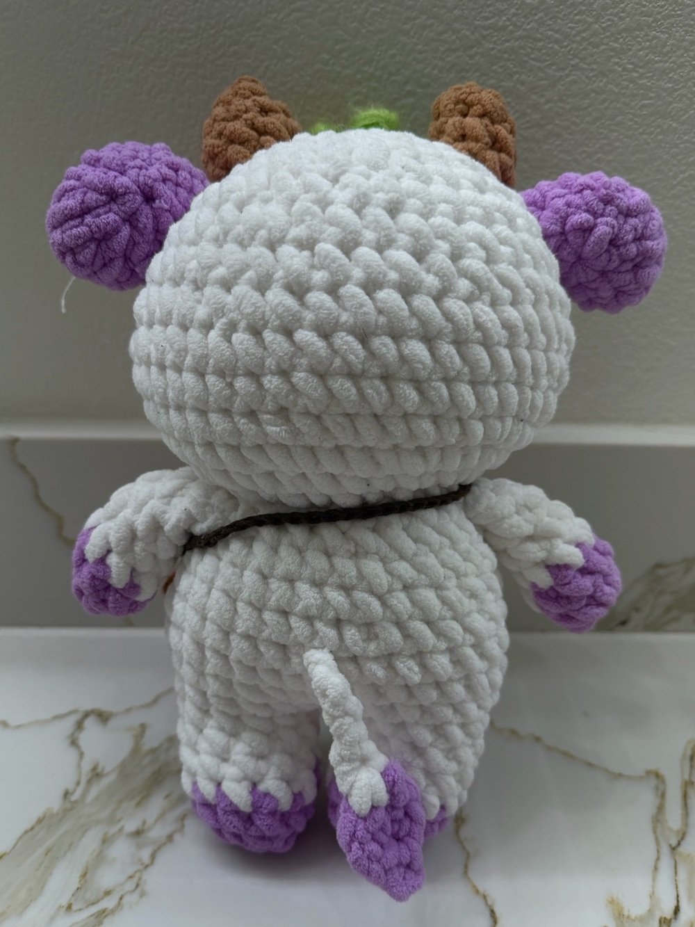 Handmade Plush Cow with Pink Snout & Purple Accents - Picture 4 of 4